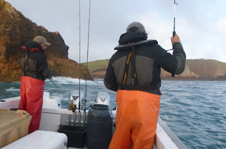 Pescadores a bordo da embarcação Sol Posto
