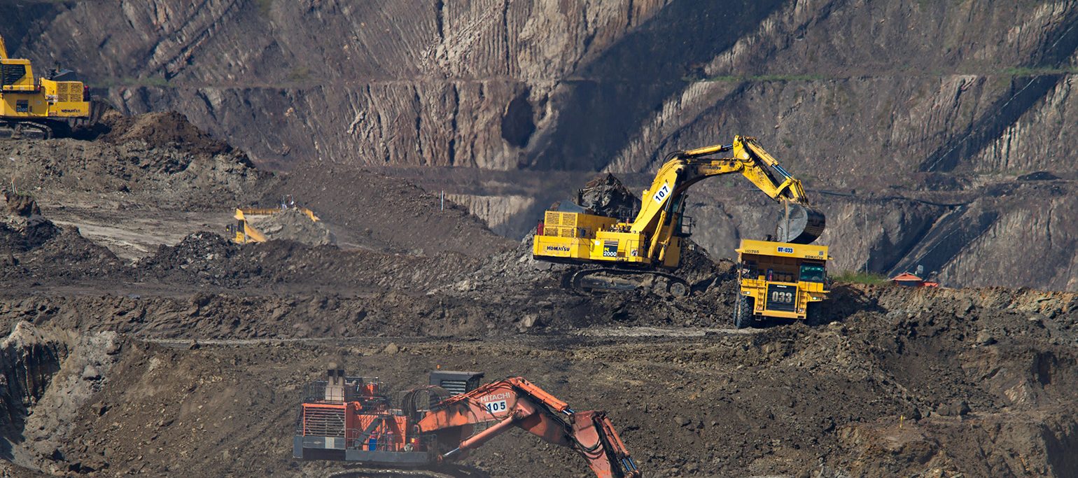 máquinas de construção a destruir área natural