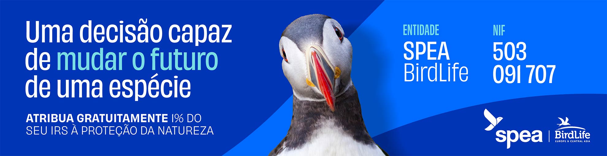 imagem de papagaio-do-mar apelo à consignação do IRS, com o texto 